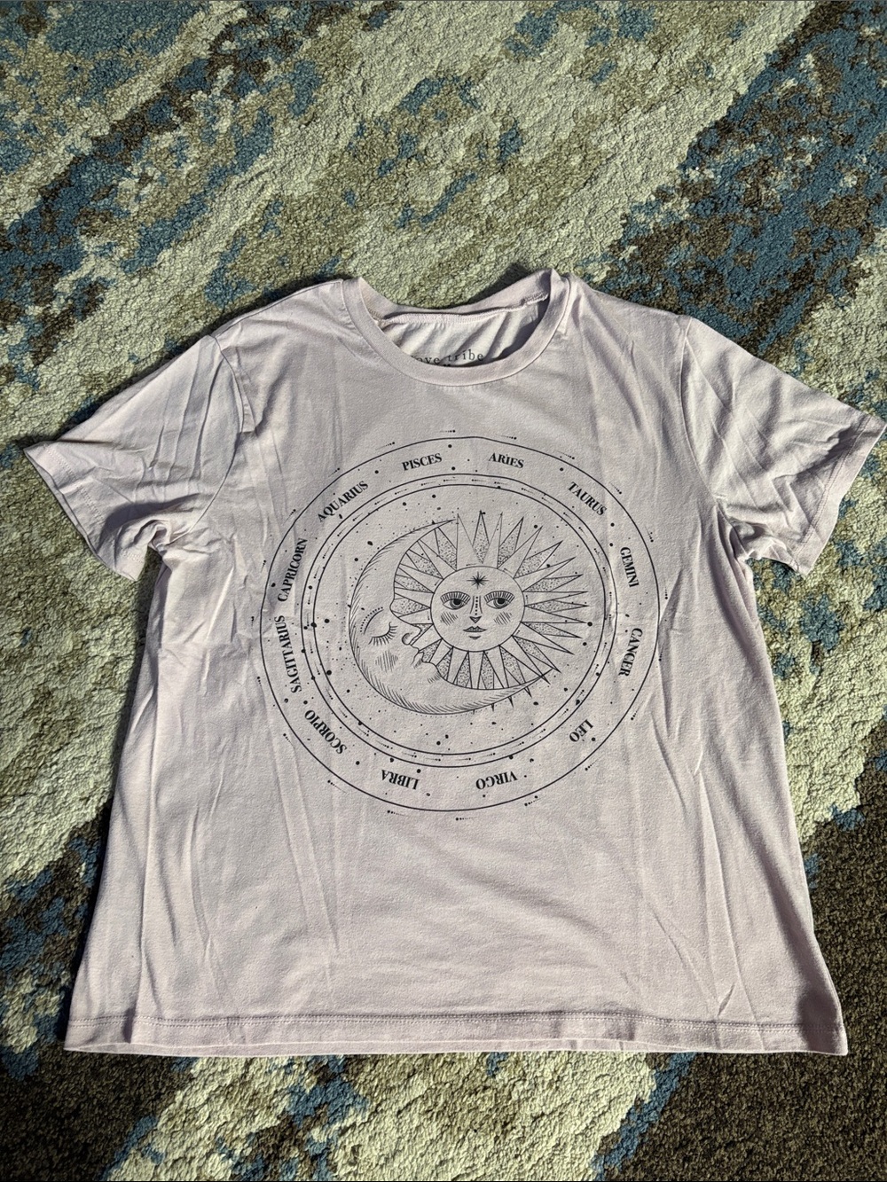 Love Tribe Light Lavender Sun & Moon Zodiac Graphic Tee
